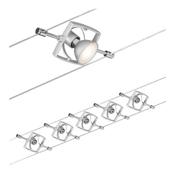 Paulmann 94133 - ZESTAW 5xGU5,3/10W Oświetlenie punktowe dla systemu sznurkowego MAC 230V matowy chrom