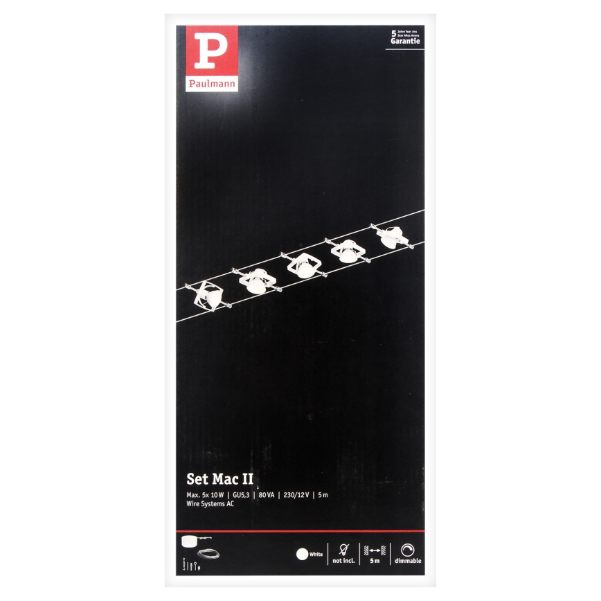 Paulmann 94134 - ZESTAW 5xGU5,3/10W Kompletny system linkowy MAC 230V biały