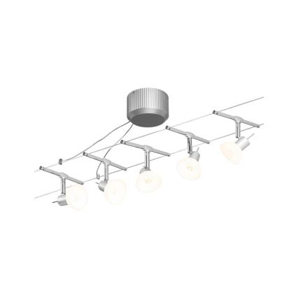 Paulmann 94136 - Zestaw 5xGU5,3/10W, kompletny system linowy SHEELA 230V, chrom błyszczący