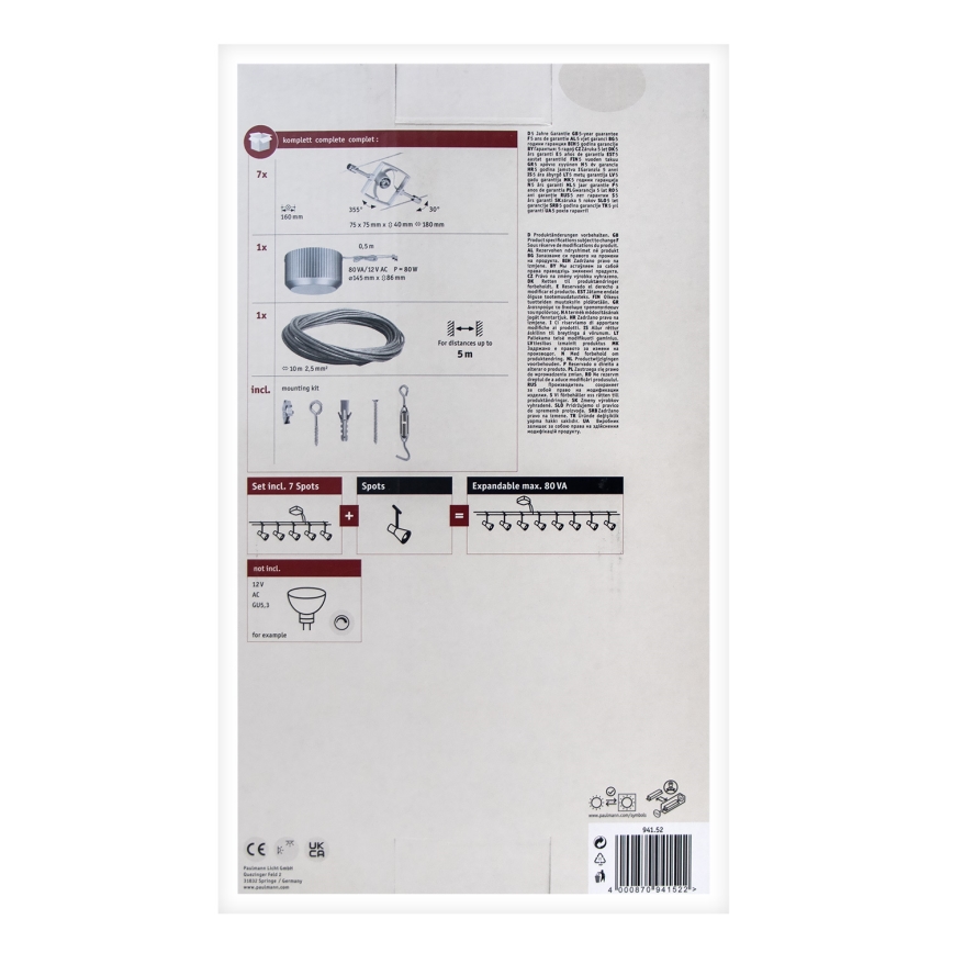 Paulmann 94152 - ZESTAW 7xGU5,3/10W Oprawa punktowa do systemu linkowego MAC 230V matowy chrom