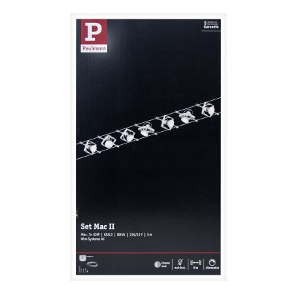 Paulmann 94152 - ZESTAW 7xGU5,3/10W Oświetlenie punktowe dla systemu sznurkowego MAC 230V matowy chrom