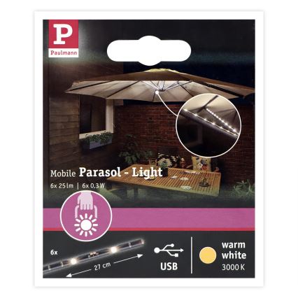 Paulmann 94219 - LED/1,8W Oświetlenie parasola 5V/USB