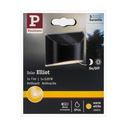 Paulmann 94233 - LED/0,05W IP44 Kinkiet solarny ELLIOT 1,2V