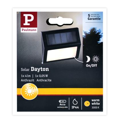 Paulmann 94234- LED/0,05W IP44 Zewnętrzne światło słoneczne z czujnikiem DAYTON 1,5V