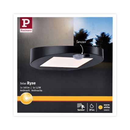 Paulmann 94246 - LED/1,2W IP44 Zewnętrzne oświetlenie solarne z czujnikiem RYSE 3,7V 1800 mAh