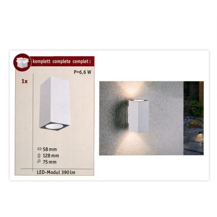 Paulmann 94330 - 2xLED/2,8W IP44 Kinkiet zewnętrzny  FLAME 230V biały