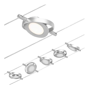 Paulmann 94414 - ZESTAW 5xLED/4,5W Oświetlenie punktowe dla systemu sznurkowego ROUNDMAC 230V chrom błyszczący