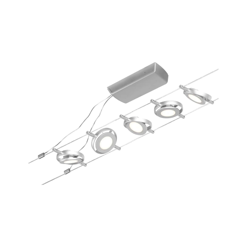 Paulmann 94414 - ZESTAW 5xLED/4,5W Oświetlenie punktowe dla systemu sznurkowego ROUNDMAC 230V chrom błyszczący