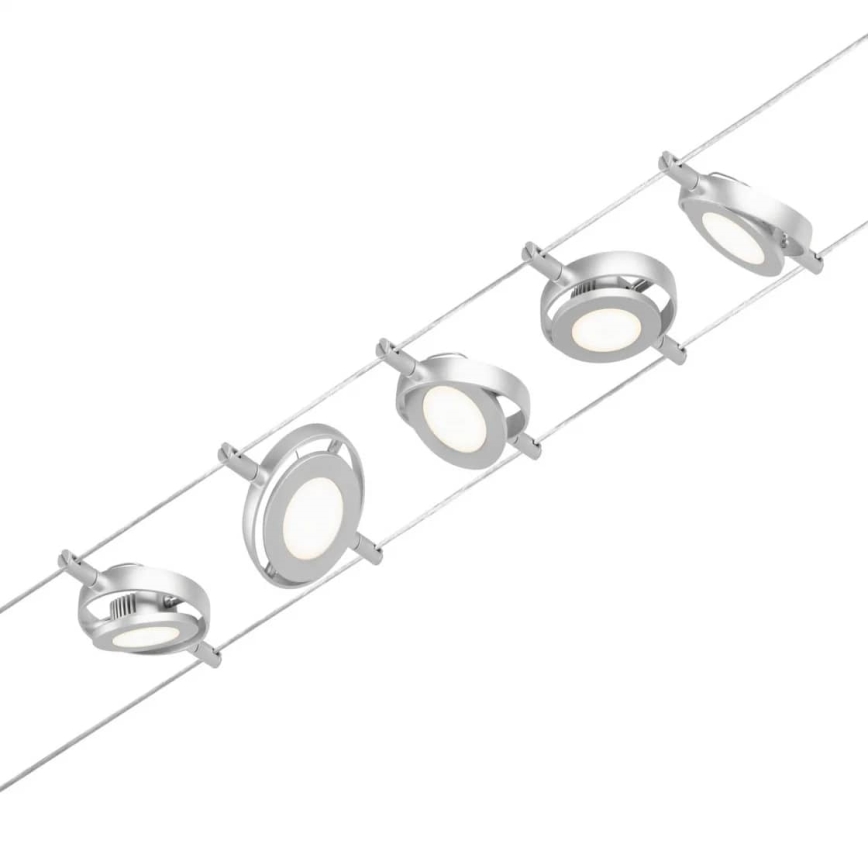 Paulmann 94414 - ZESTAW 5xLED/4,5W Oświetlenie punktowe dla systemu sznurkowego ROUNDMAC 230V chrom błyszczący