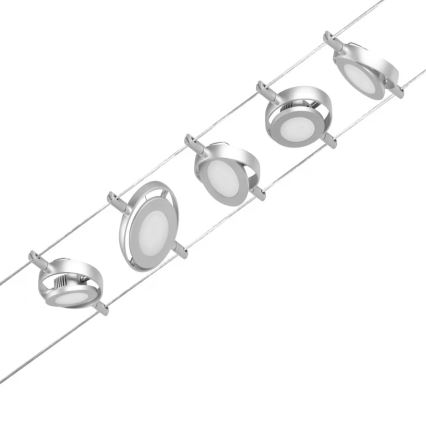 Paulmann 94414 - ZESTAW 5xLED/4,5W Oświetlenie punktowe dla systemu sznurkowego ROUNDMAC 230V chrom błyszczący