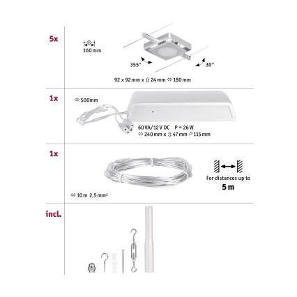 Paulmann 94420 - ZESTAW 5xLED/4,5W Oświetlenie punktowe do systemu szynowego MAC 230V matowy chrom