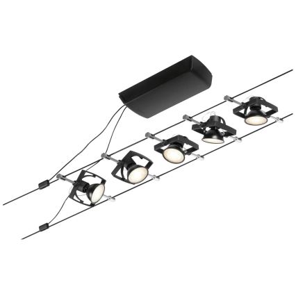 Paulmann 94434 - ZESTAW 5xGU5,3/10W Oświetlenie punktowe do systemu sznurkowego MAC 230V czarne