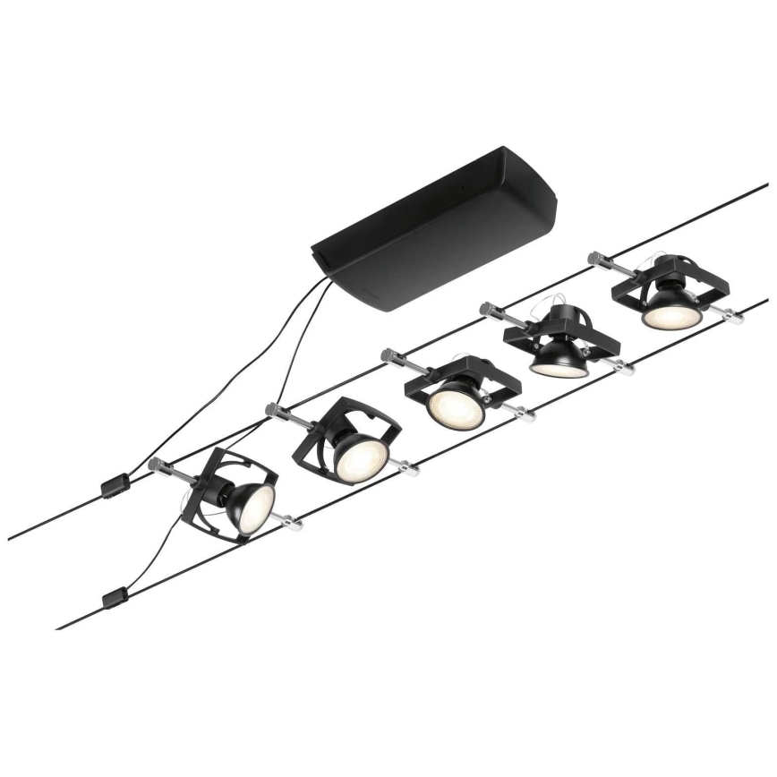 Paulmann 94434 - ZESTAW 5xGU5,3/10W Oświetlenie punktowe do systemu sznurkowego MAC 230V czarne