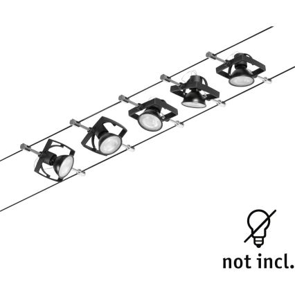 Paulmann 94434 - ZESTAW 5xGU5,3/10W Oświetlenie punktowe do systemu sznurkowego MAC 230V czarne