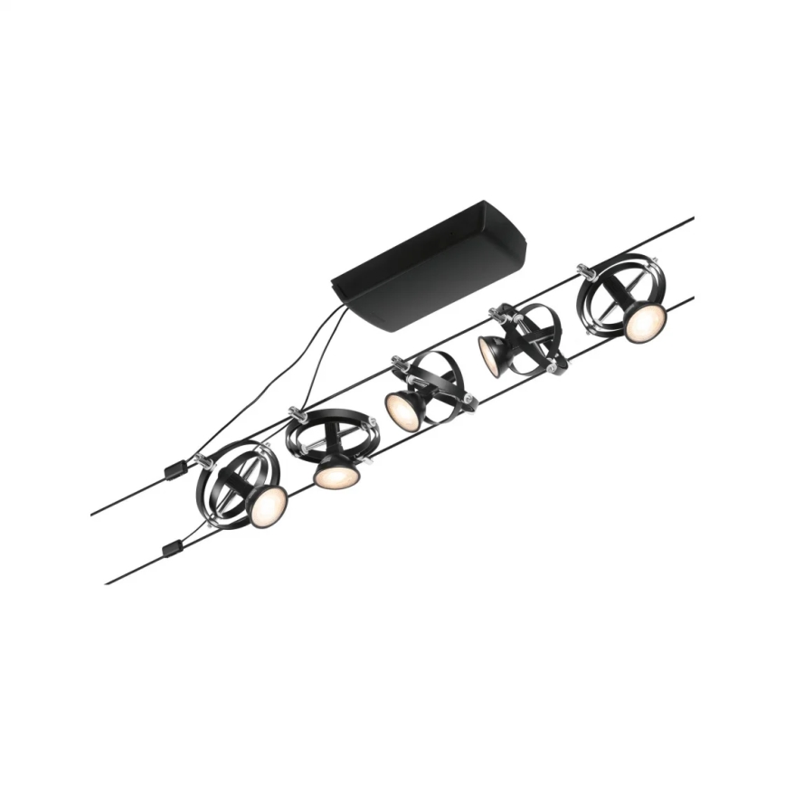 Paulmann 94440 - ZESTAW 5xGU5,3/10W Kompletny system linkowy CARDAN 230V czarny