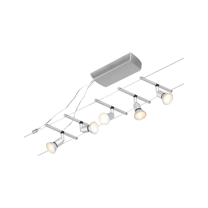 Paulmann 94442 - ZESTAW 5xGU5,3/10W Kompletny system linowy SALT 230V matowy chrom