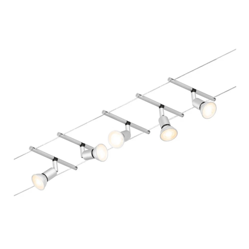 Paulmann 94442 - ZESTAW 5xGU5,3/10W Kompletny system linowy SALT 230V matowy chrom