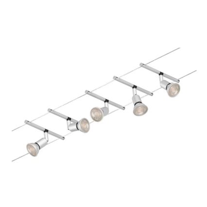 Paulmann 94442 - ZESTAW 5xGU5,3/10W Kompletny system linowy SALT 230V matowy chrom