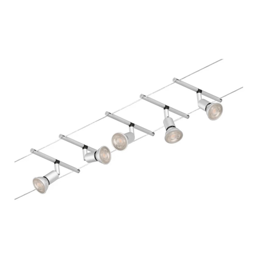 Paulmann 94442 - ZESTAW 5xGU5,3/10W Kompletny system linowy SALT 230V matowy chrom