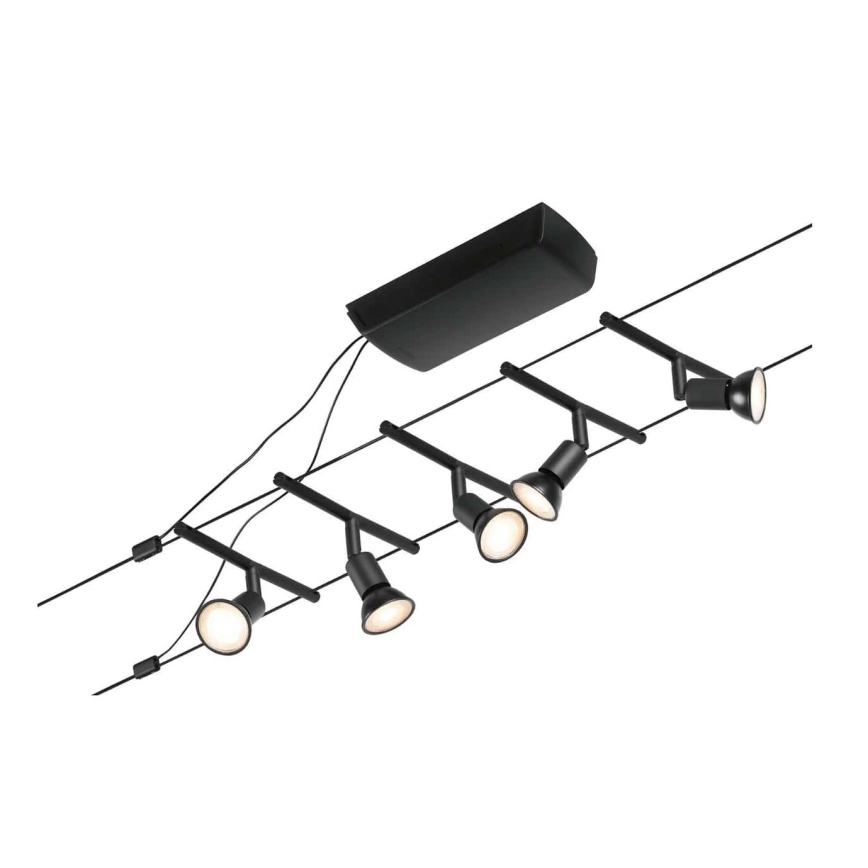 Paulmann 94446 - Zestaw 5x GU5,3/10W Kompletny system linkowy SALT 230V czarny
