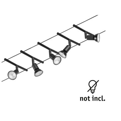 Paulmann 94446 - ZESTAW 5xGU5,3/10W Oświetlenie punktowe do systemu sznurkowego SALT 230V czarne