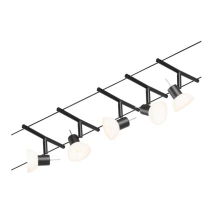 Paulmann 94450 - Zestaw 5x GU5,3/10W, kompletny system linkowy SHEELA 230V, czarny