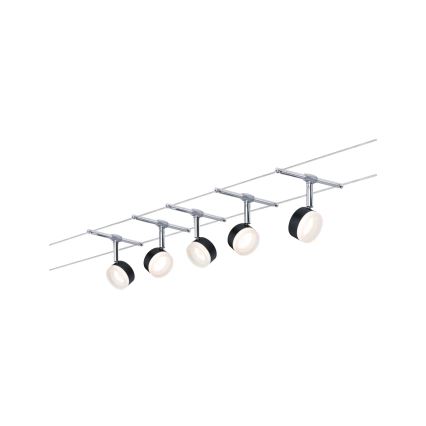 Paulmann 94457 - ZESTAW 5xLED/4W Oprawa punktowa do systemu linkowego CLEAR 230V czarny/błyszczący chrom