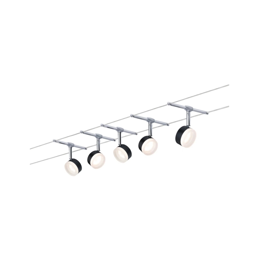 Paulmann 94457 - ZESTAW 5xLED/4W Oprawa punktowa do systemu linkowego CLEAR 230V czarny/błyszczący chrom