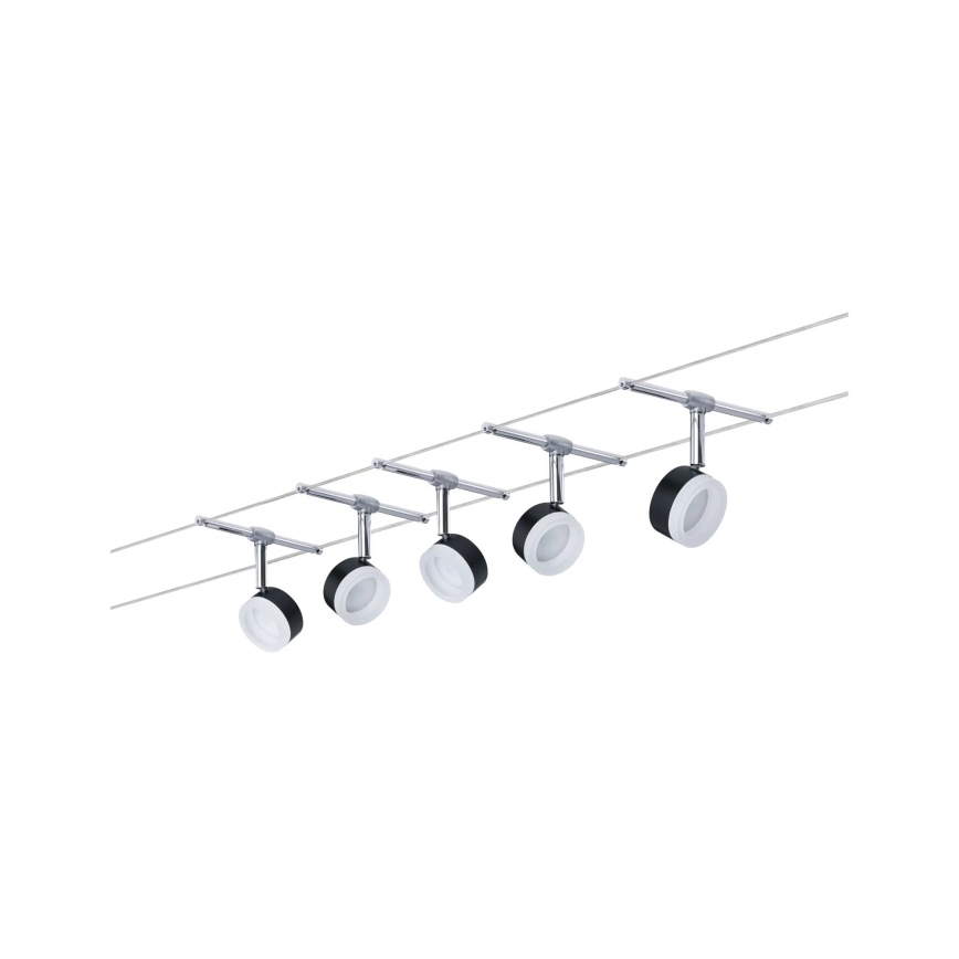 Paulmann 94457 - ZESTAW 5xLED/4W Oprawa punktowa do systemu linkowego CLEAR 230V czarny/błyszczący chrom