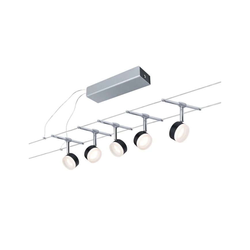 Paulmann 94457 - ZESTAW 5xLED/4W Oprawa punktowa do systemu linkowego CLEAR 230V czarny/błyszczący chrom