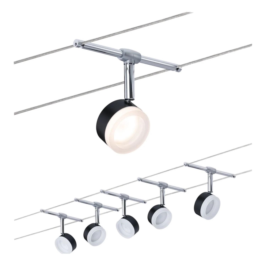 Paulmann 94457 - ZESTAW 5xLED/4W Oprawa punktowa do systemu linkowego CLEAR 230V czarny/błyszczący chrom