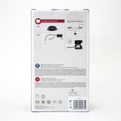 Paulmann 94471 - ZESTAW 3xLED/6W IP23 Oprawa wpuszczana łazienkowa NOVA 230V