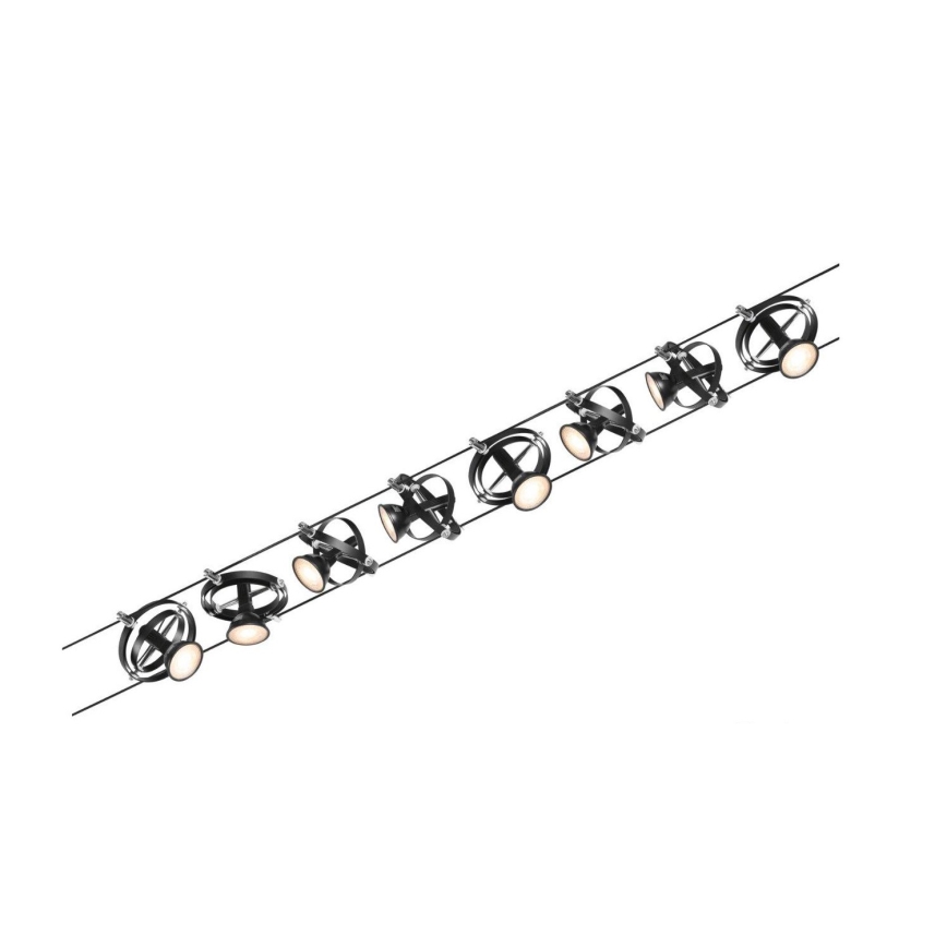Paulmann 94494 - ZESTAW 8xGU5,3/7,5W Oprawa punktowa do systemu linkowego CARDAN 230V czarna