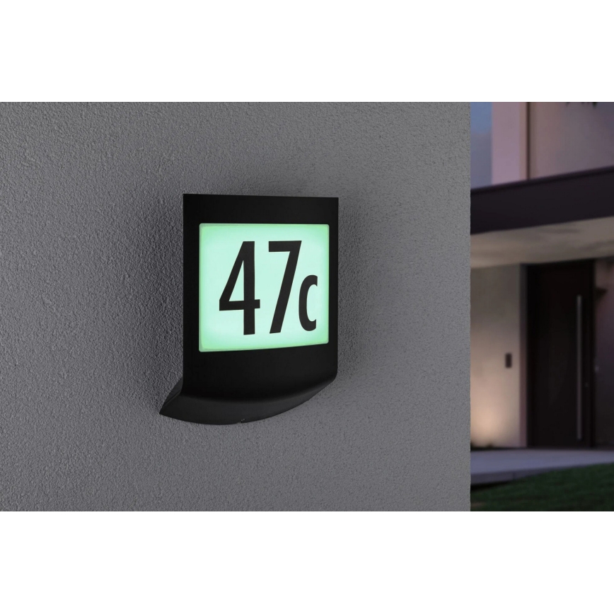 Paulmann 94513 - RGBW LED/8,2W IP44 Ściemnialne oświetlenie numeru domu z czujnikiem zmierzchu PADEA 230V antracyt