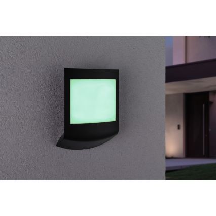 Paulmann 94513 - RGBW LED/8,2W IP44 Ściemnialna zewnętrzna oprawa ścienna z czujnikiem ruchu i zmierzchu PADEA 230V antracyt