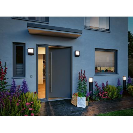 Paulmann 94514 - LED/8,5W IP44 ściemnialna lampa zewnętrzna z czujnikiem ruchu i zmierzchu PADEA 230V antracyt