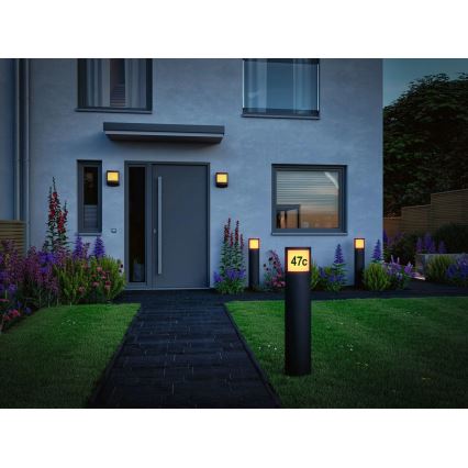 Paulmann 94514 - LED/8,5W IP44 ściemnialne oświetlenie numeru domu z czujnikiem ruchu i zmierzchu PADEA 230V antracyt