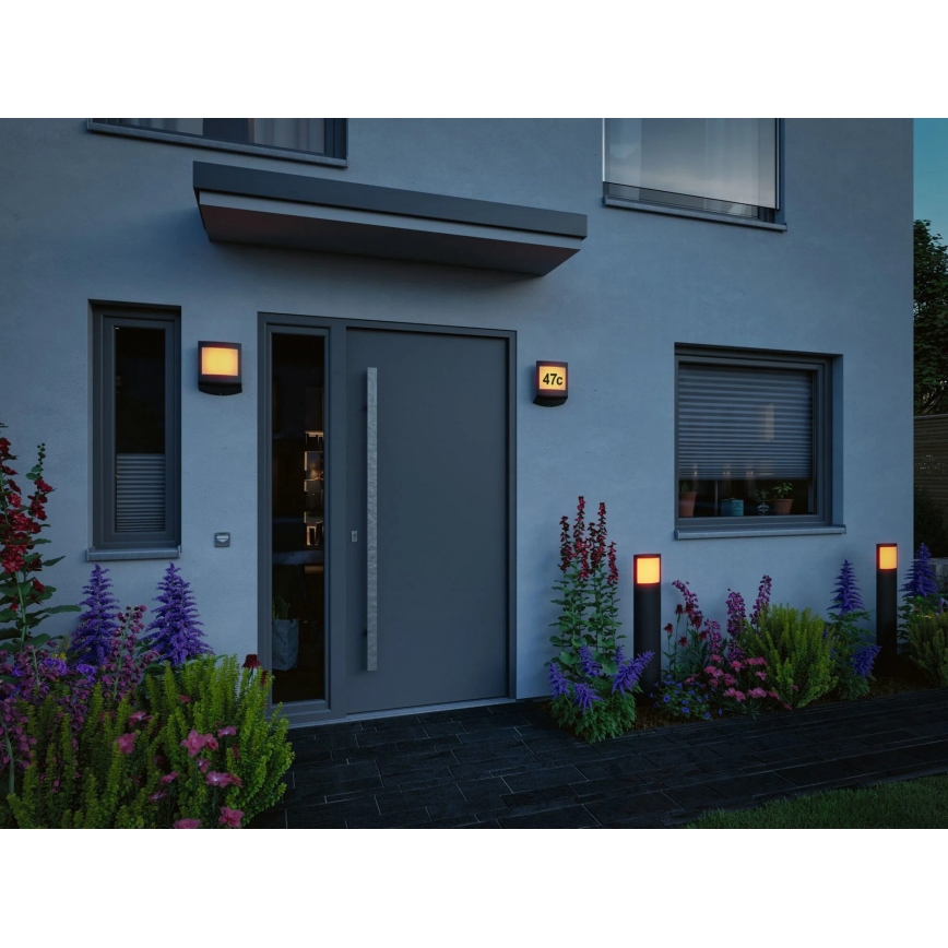 Paulmann 94515 - LED/8,5W IP44 Oprawa oświetlająca numer domu z możliwością ściemniania oraz czujnikiem ruchu i zmierzchu PADEA 230V antracyt