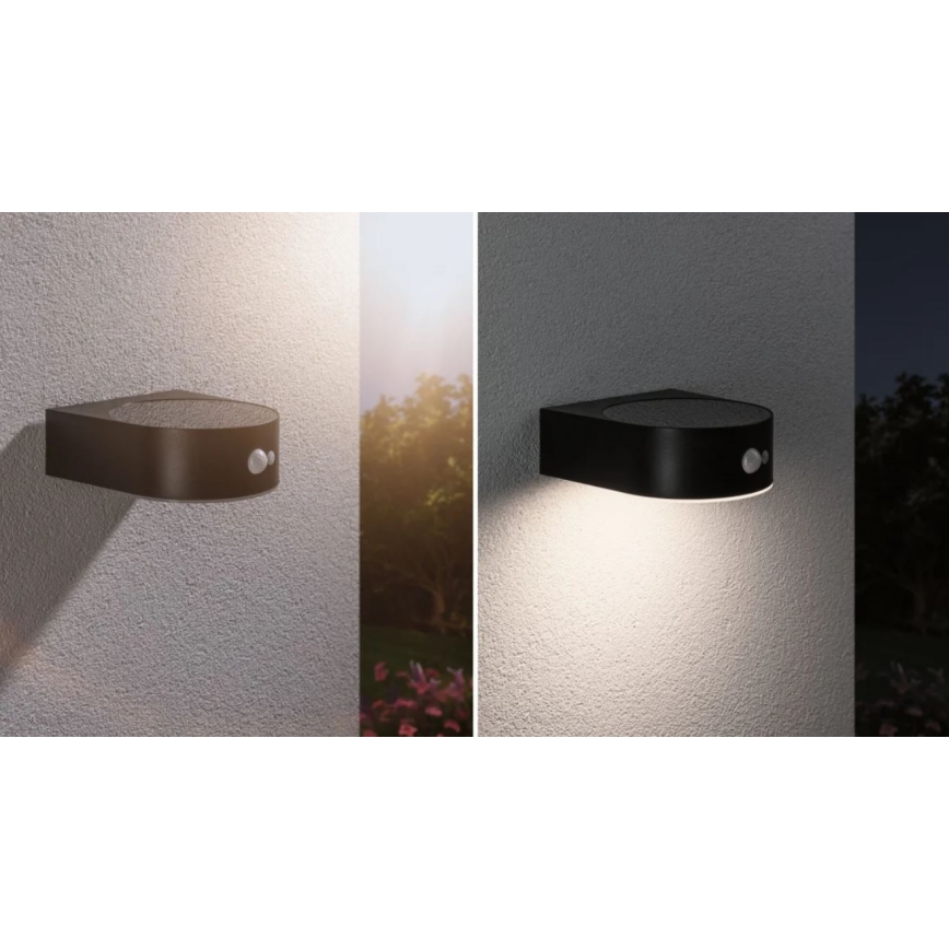 Paulmann 94570 - LED/5,5W IP44 Solarna lampa ścienna z czujnikiem EILEEN 3,7V 2000 mAh