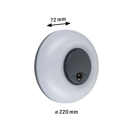 Paulmann 94956 - LED/20,5W IP65 Ściemnialny zewnętrzny kinkiet z czujnikiem ruchu i zmierzchu AUREVA 230V 2200/3000/4000K antracyt