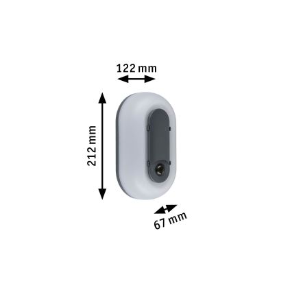 Paulmann 94958 - LED/18,5W IP65 Ściemnialna zewnętrzna oprawa ścienna z czujnikiem ruchu i zmierzchu ELUNOR 230V 2200/3000/4000K antracyt