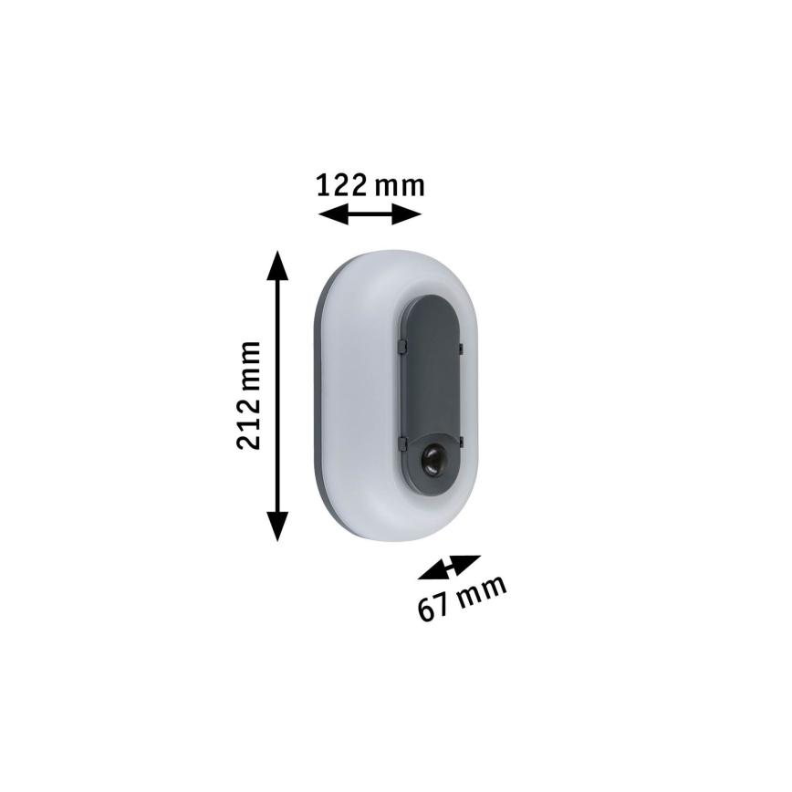 Paulmann 94958 - LED/18,5W IP65 Ściemnialna zewnętrzna oprawa ścienna z czujnikiem ruchu i zmierzchu ELUNOR 230V 2200/3000/4000K antracyt