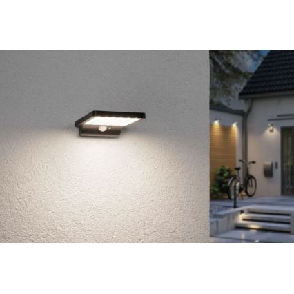 Paulmann 95393 - LED/4W IP44 Ściemnialna lampa solarna ścienna z czujnikiem SOLVEIG 3,7V