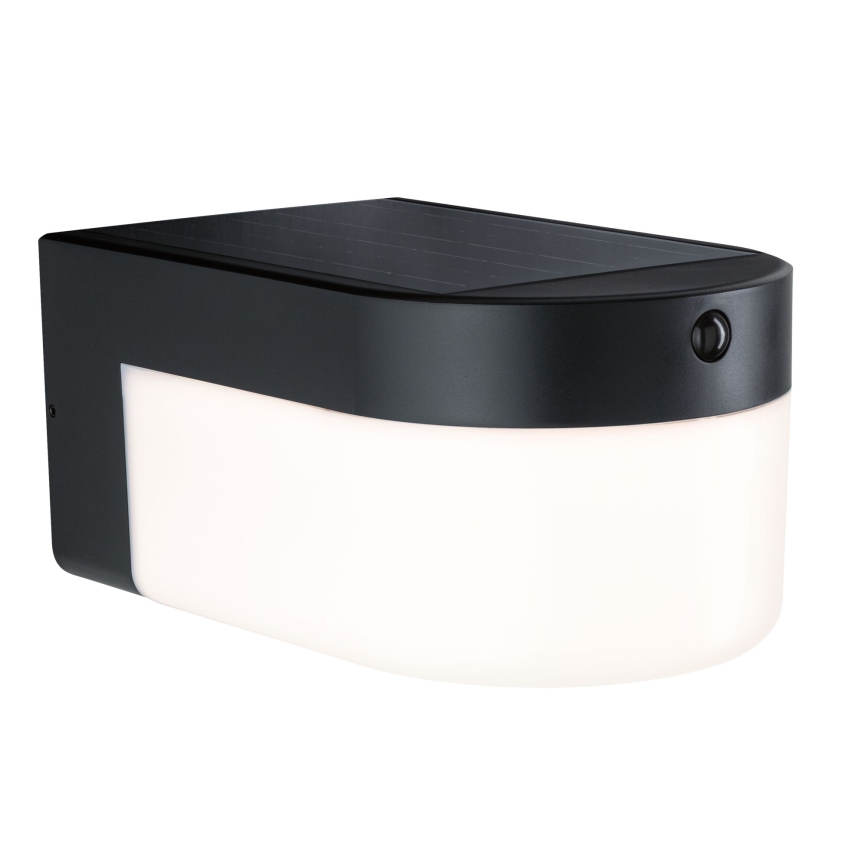 Paulmann 95747 - LED/2,3W IP44 Kinkiet solarny z czujnikiem CALYNE 3,7/230V 4000 mAh czarny