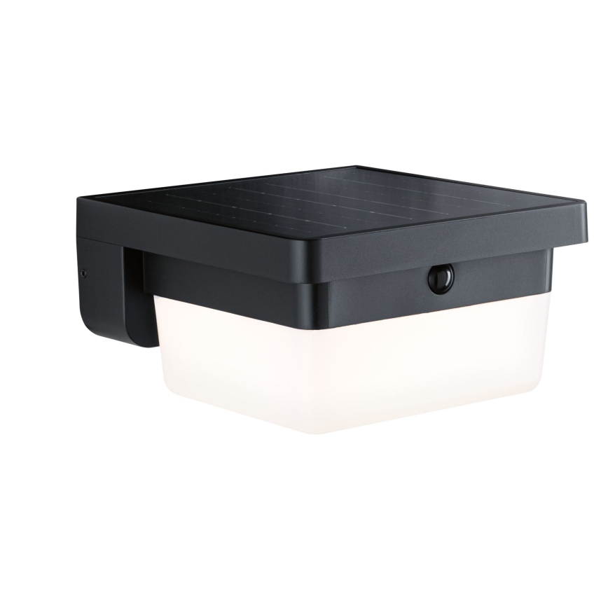 Paulmann 95748 - LED/2,3W IP44 Solarny kinkiet z czujnikiem ISLEEN 3,7/230V 4000 mAh czarny