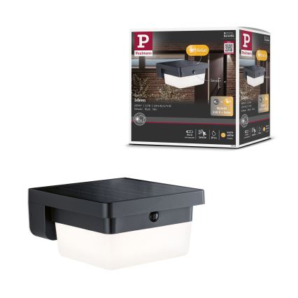 Paulmann 95748 - LED/2,3W IP44 Solarny kinkiet z czujnikiem ISLEEN 3,7/230V 4000 mAh czarny