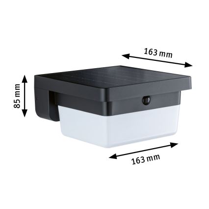 Paulmann 95748 - LED/2,3W IP44 Solarny kinkiet z czujnikiem ISLEEN 3,7/230V 4000 mAh czarny