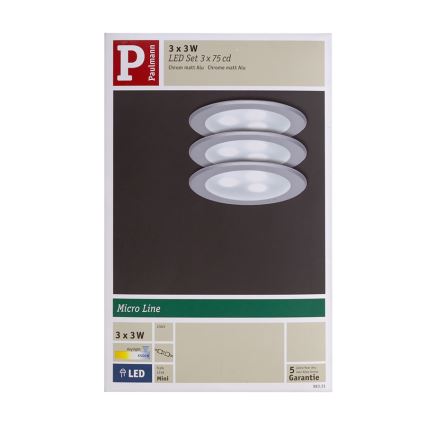 Paulmann 98351 - ZESTAW 3x LED Oprawa wpuszczana MICRO LINE 3xLED/3W/230V