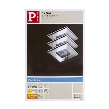Paulmann 99541 - ZESTAW 3x Oprawa wpuszczana QUALITY LINE 3xGU5,3/20W/230V/12V