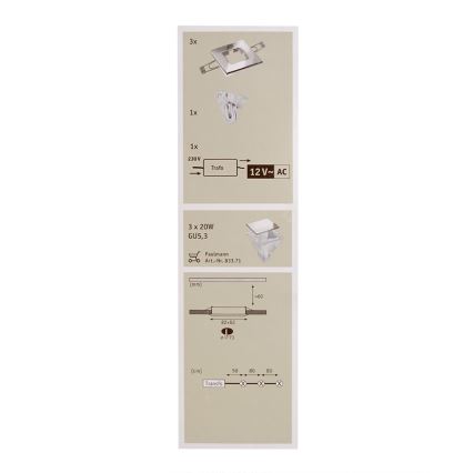 Paulmann 99541 - ZESTAW 3x Oprawa wpuszczana QUALITY LINE 3xGU5,3/20W/230V/12V